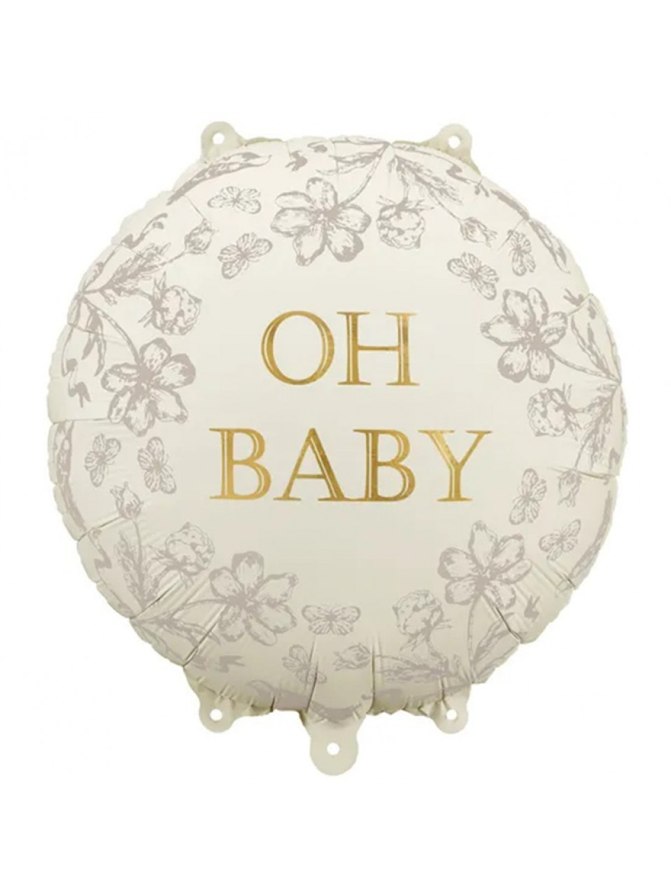 Фольгированный шар Oh baby круг , молочный с золотой надписью,, на выписку девочки и мальчика из роддома с быстрой доставкой